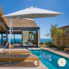 Zeshoekige witte stalen zweefparasol met UV-bescherming 3 meter Dorico Aanbod