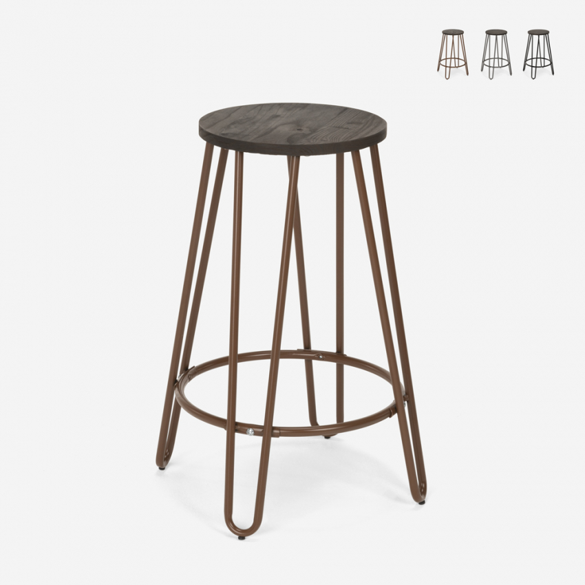 Industrieel design barkruk van metaal en hout Carbon Top  Aanbod
