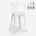Metalen barkruk met rugleuning in industrieel design Steel Back Model