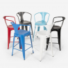 Metalen barkruk met rugleuning in industrieel design Steel Back 