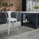 Metalen barkruk met rugleuning in industrieel design Steel Back 