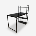Industrieel bureau van zwart metaal met boekenkast 120x62 cm Cambridge BLACK Aanbod