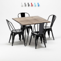 vierkante tafel en stoelen set van industrieel metaal en hout Lix-stijl bay bridge 