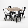 Set met vierkante tafel en 4 metalen stoelen in industriële stijl Bay Bridge 