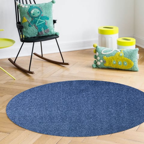 Rond modern blauw tapijt 80cm woonkamer badkamer CASACOLORA CCTODEN Aanbieding