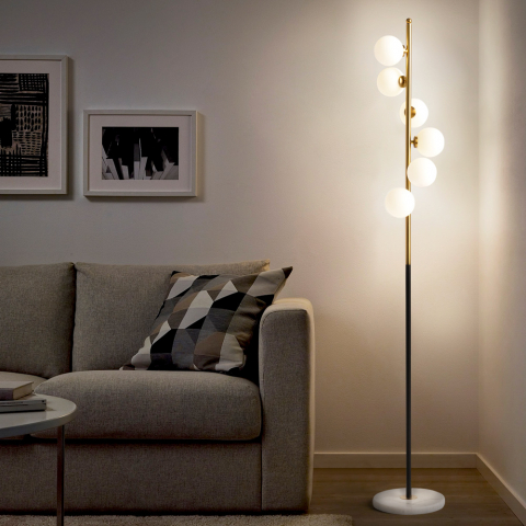 Design staande lamp met LED lampenkappen marmeren voet ALIBREO Aanbieding