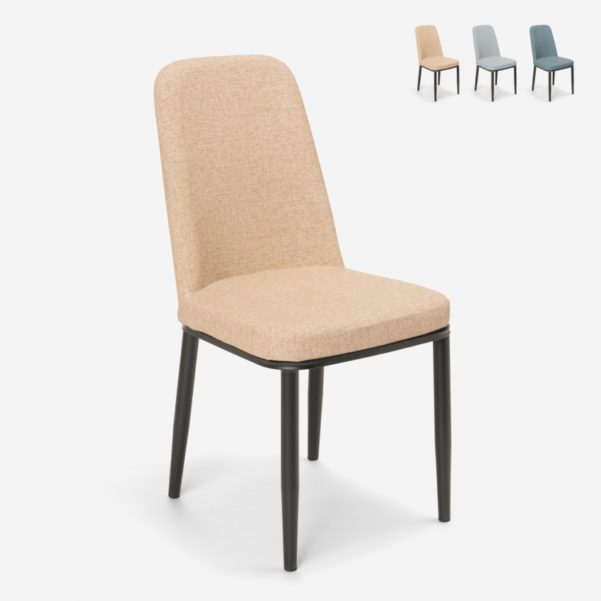 Design stoelen voor keuken bar restaurant van stof en van metaal en hout effect DAVOS DARK Afmetingen