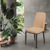 Design stoelen voor keuken bar restaurant van stof en van metaal en hout effect DAVOS DARK 