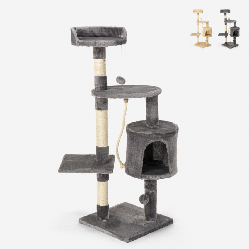 Kattenkrabpaal met 3 verdiepingen, sisaltouw en slaapplekken 115 cm Birman Aanbieding Kattenkrabpaal met 3 verdiepingen, sisaltouw en slaapplekken 115 cm Birman Aanbieding