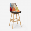 Hoge barkruk in patchwork-design van stof en hout Chick Aanbieding