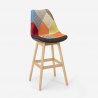 Tall wooden stool for bar and kitchen patchwork fabric design Chick Aanbieding