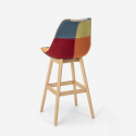 Hoge barkruk in patchwork-design van stof en hout Chick Aanbod