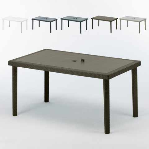Set van 12 stuks rechthoekige polyrotan tafels 150x90cm Grand Soleil Boheme Aanbieding