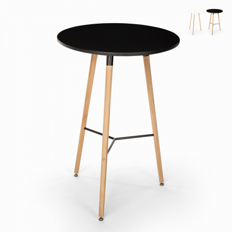 Hoge Scandinavische design houten tafel 60x60 rond SHRUB Aanbieding