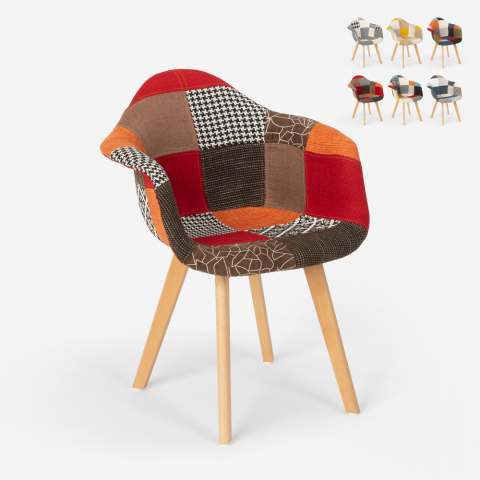 Scandinavisch design patchwork fauteuil Herion Aanbieding