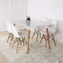 Scandinavisch design vierkante tafel keuken eetkamer hout 80x80cm Wooden Korting