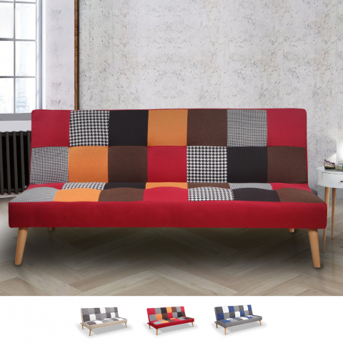 Clic Clac slaapbank met Patchwork modern design 3 zitplaatsen Kolorama