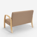 Scandinavische bank in de woonkamer van hout en stof, fauteuil, voetensteun Gyda 