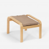 Scandinavische bank in de woonkamer van hout en stof, fauteuil, voetensteun Gyda 
