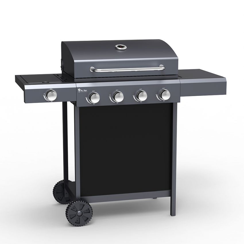 Barbecue gas BBQ van roestvrij staal met 4 + 1 branders en planken Chimichurri Aanbieding Barbecue gas BBQ van roestvrij staal met 4 + 1 branders en planken Chimichurri Aanbieding