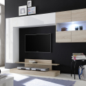 Modern TV- en wandmeubel in houten en glanzend wit Nice Korting