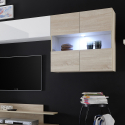 Modern TV- en wandmeubel in houten en glanzend wit Nice Kortingen