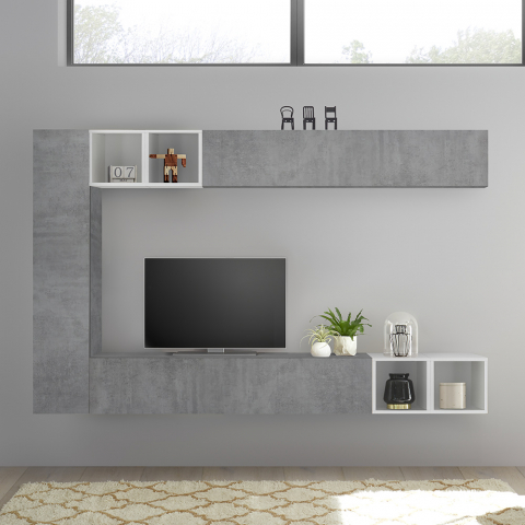 Modern TV-meubel wandsysteem met betongrijs Infinity 104