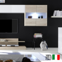 Modern TV- en wandmeubel in houten en glanzend wit Nice Aanbod