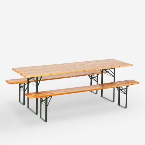 Inklapbare Biertafel set met 2 banken 220x80 cm voor picknick of tuinfeesten Oletan