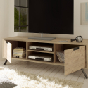 TV-meubel Scandinavisch ontwerp in hout met open vak en 2 zijdeuren Palma Korting