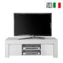 Moderne witte TV-meubel met onderkast 2 zijdeuren en open vak Firenze Verkoop