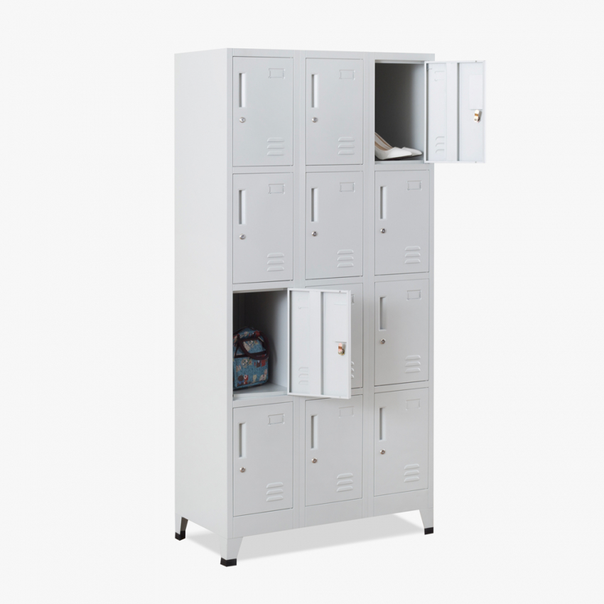 Metalen locker met 12 vakken met slot 90x45x190 cm Krakatoa Light Aanbieding Metalen locker met 12 vakken met slot 90x45x190 cm Krakatoa Light Aanbieding