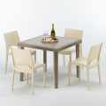 Beige vierkante tafel 90x90 cm met 4 gekleurde stoelen Elegance Aanbieding