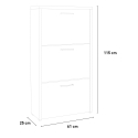 Modern design schoenenkast met 3 vakken voor 18 paar schoenen 61 x 25 x 115 cm Drevo 