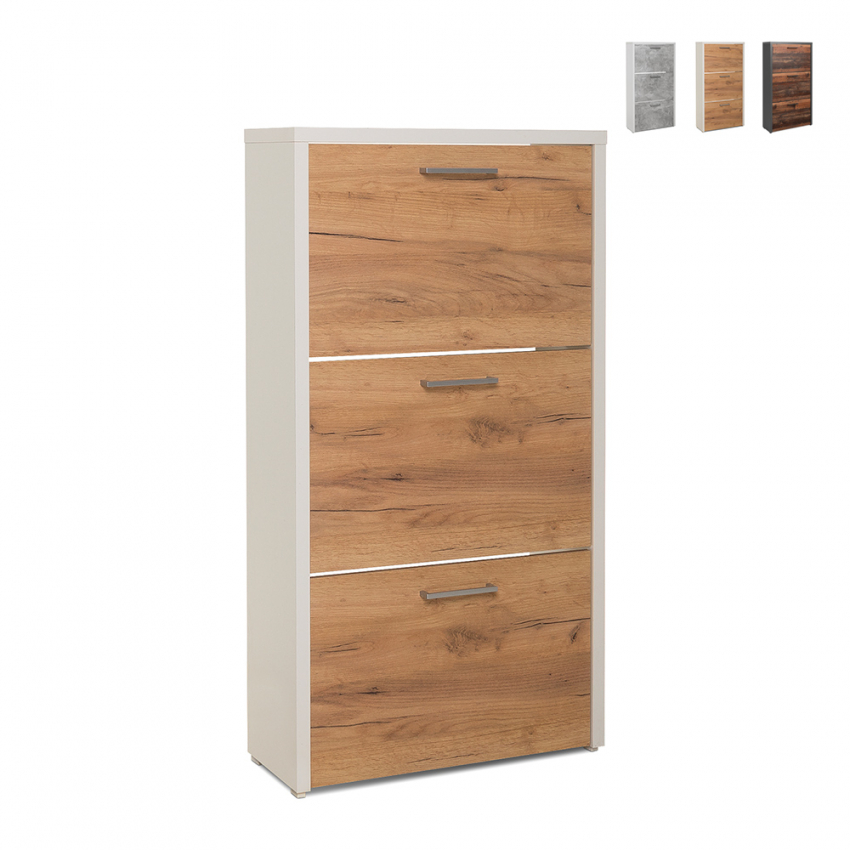 Modern design schoenenkast met 3 vakken voor 18 paar schoenen 61 x 25 x 115 cm Drevo Modern design schoenenkast met 3 vakken voor 18 paar schoenen 61 x 25 x 115 cm Drevo