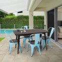 Industriële set van staal en hout met rechthoekige tafel 120x60 cm en 4 stoelen Ralph Keuze