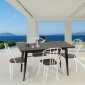 set rechthoekige tafel 120x60 met 4 design stoelen van industrieel staal en hout Lix otis Voorraad