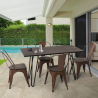 rechthoekige tafel 120x60 met 4 stoelen van staal en hout design Lix industrial roger Keuze