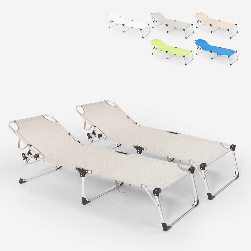 Set van 2 opvouwbare aluminium ligbedden Seychelles
