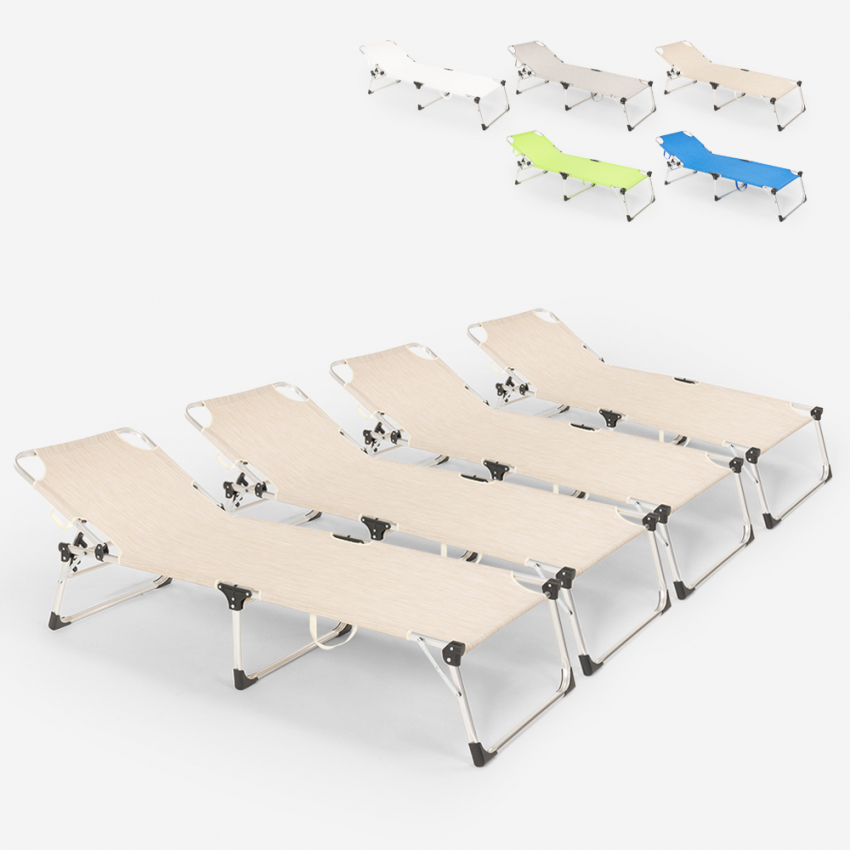 Set van 4 opvouwbare aluminium ligbedden Seychelles Karakteristieken