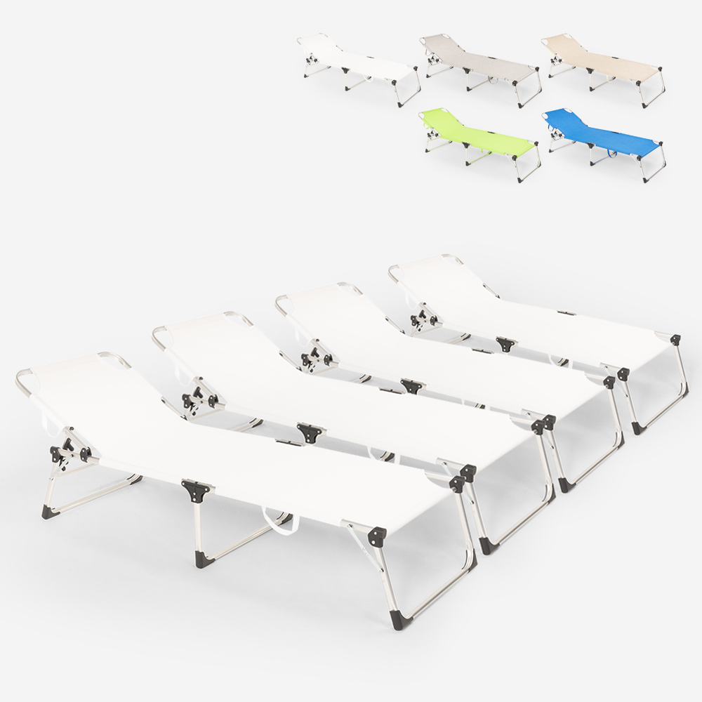 Set van 4 opvouwbare aluminium ligbedden Seychelles