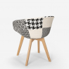 Scandinavisch design patchworkstoel in hout en stof Pigeon 