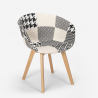 Scandinavisch design patchworkstoel in hout en stof Pigeon 