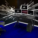 Ergonomisch carbon gaming bureau 120 x 60 cm koptelefoon- en bekerhouders Sportbot 120 Aanbod