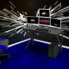 Ergonomisch carbon gaming bureau 120 x 60 cm koptelefoon- en bekerhouders Sportbot 120 Aanbod