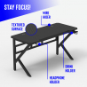 Ergonomisch carbon gaming bureau 160 x 60 cm met koptelefoon- en bekerhouder Sportbot 160 Afmetingen