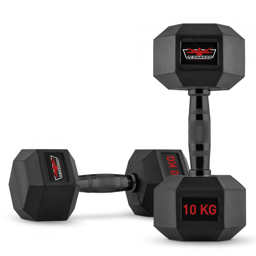 Set van 2 zeshoekige dumbbells halterset van rubber en staal 10 kg Goemon Aanbieding Set van 2 zeshoekige dumbbells halterset van rubber en staal 10 kg Goemon Aanbieding