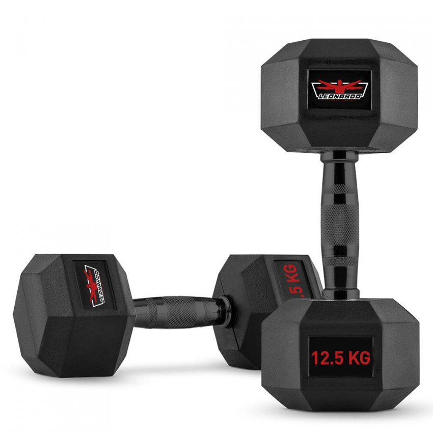 Set van 2 zeshoekige dumbbells halterset van rubber en staal 12.5 kg Goemon Aanbieding Set van 2 zeshoekige dumbbells halterset van rubber en staal 12.5 kg Goemon Aanbieding