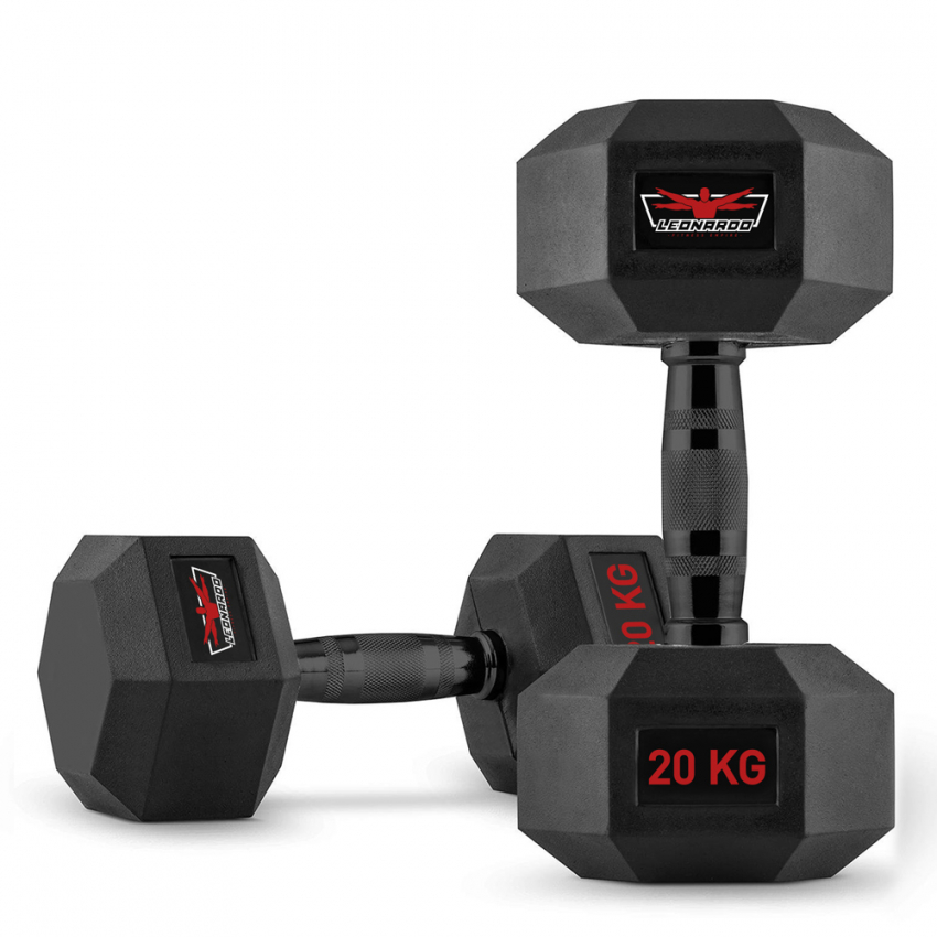 Set van 2 zeshoekige dumbbells halterset van rubber en staal 20 kg Goemon Aanbieding Set van 2 zeshoekige dumbbells halterset van rubber en staal 20 kg Goemon Aanbieding