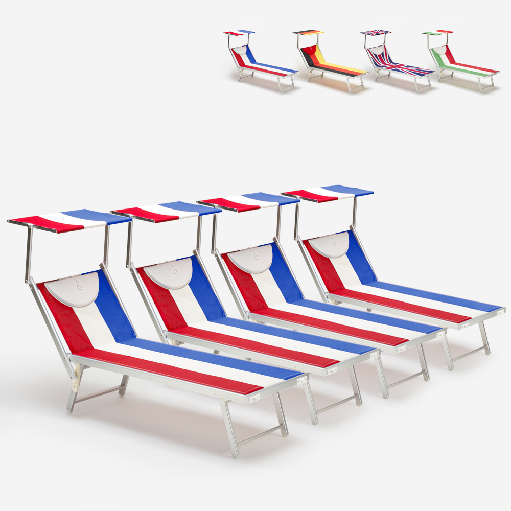 Set van 4 professionele Santorini Europe ligbedden van aluminium